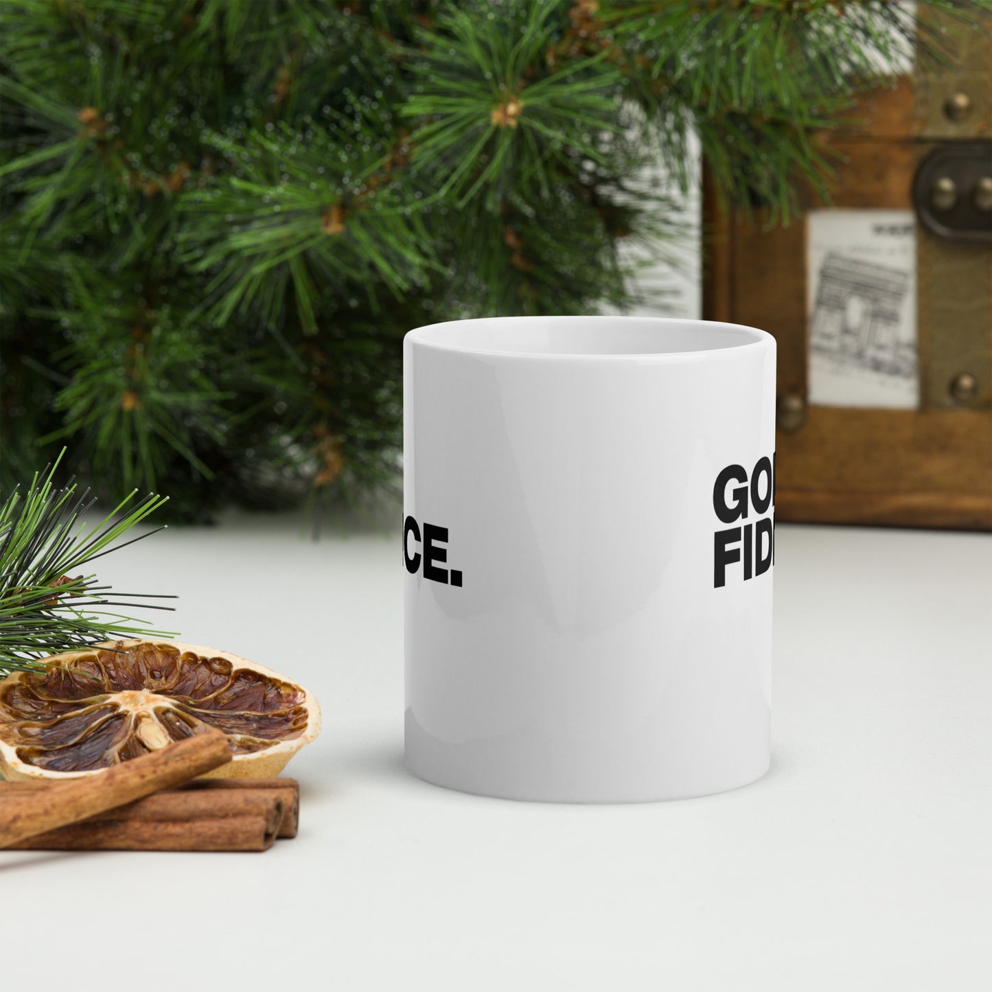 GODfidence White glossy mug