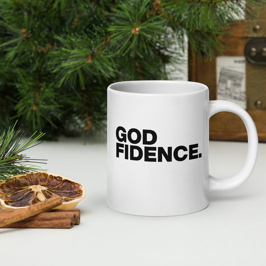 GODfidence White glossy mug