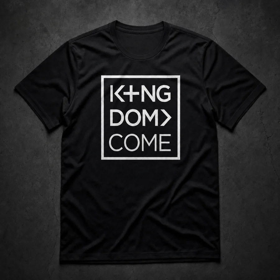 Kingdom Come logo premium tee, flat lay