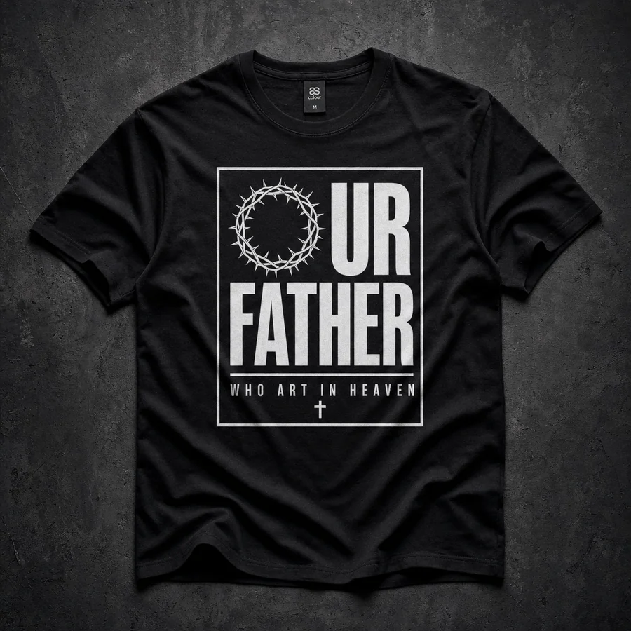 Our Father premium tee, flat lay