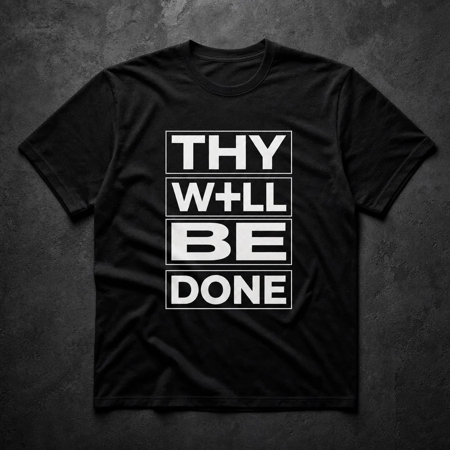 Thy Will Be Done premium tee, flat lay